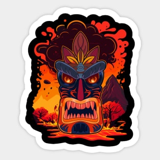 Tiki Lava Volcano Art Sticker